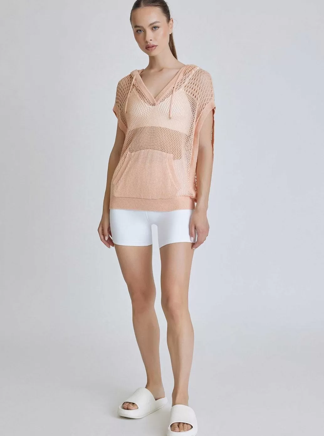 Clearance Blanc Noir Pullover Sleeveless Hoodie Almost Apricot